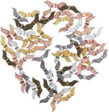 60Pcs Angel Wing Bead, 6 Colors Alloy Fairy Wing Spacer Beads for DIY Jewelry Ma