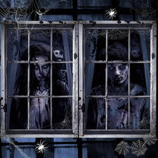 2 Pcs Halloween Ghost Window Decoration Scary Halloween Window Silhouette Cover