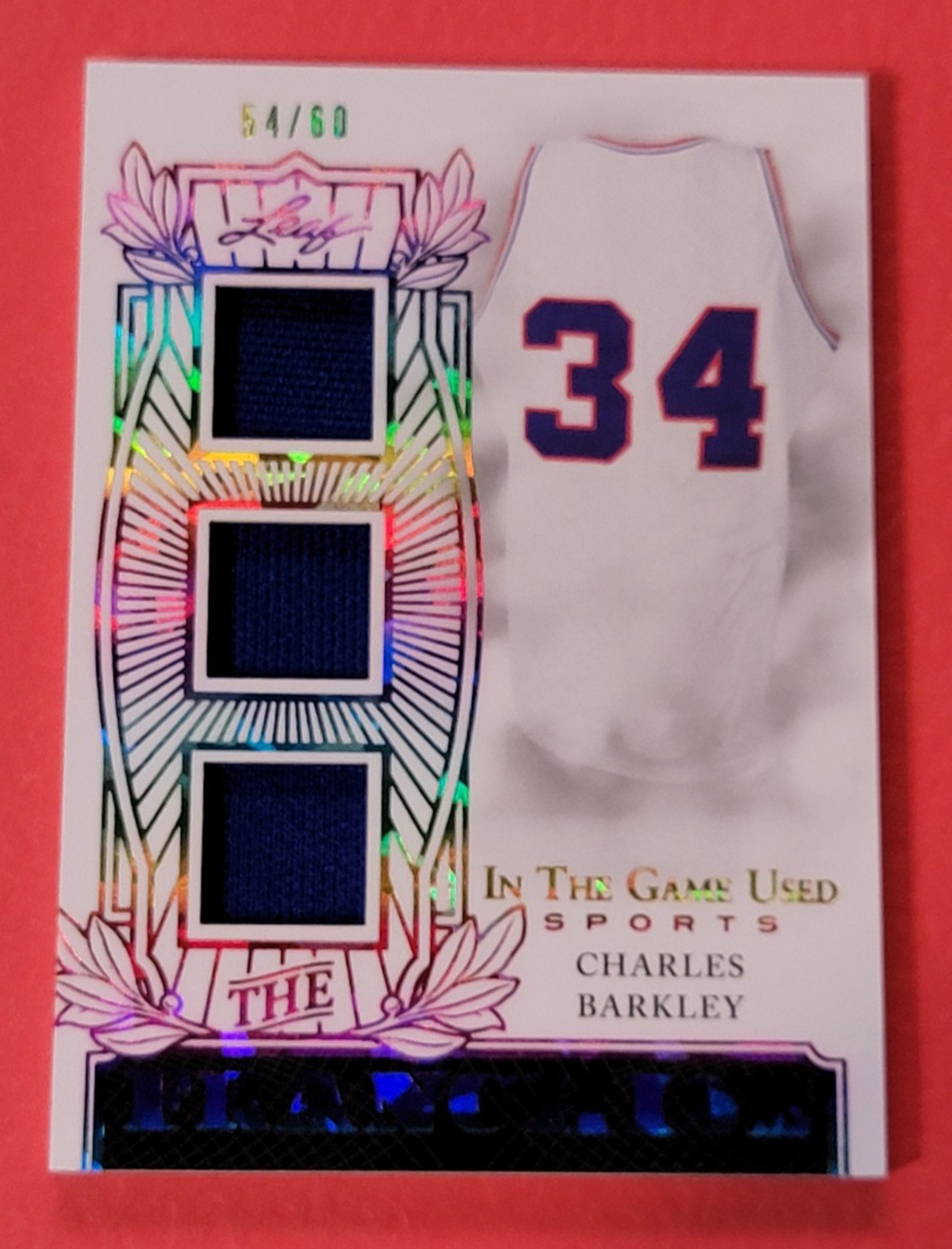 CHARLES BARKLEY GAME USED JERSEY PATCH CARD #d54/60 2024 LEAF IN THE GAME RELIC