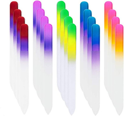 20 Lima De Unas Vidrio Con Funda Plastico Doble Cara Set Profesional Manicura