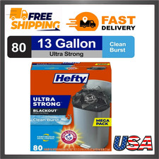 Hefty Ultra Strong 13 gallon Trash Bags, Tall Kitchen Trash Bags, Blackout, Clea