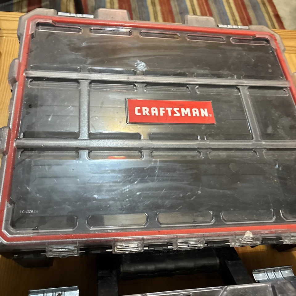 (4)CRAFTSMAN VERSASTACK System 10-Compartment Plastic Small Parts Organizer Red - Image 4 of 4