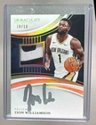 Zion Williamson 2024 Panini Immaculate Gold GU Patch Silver Ink Auto 10/10