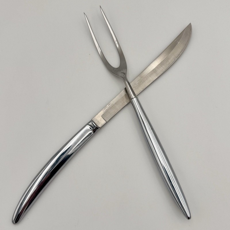 Carvel Hall USA Stainless Carving Knife Fork Set Vintage MCM