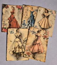 Junk Journal Cards, Vintage Fashion Women, Flowers, 5, Junk Journal Supplies
