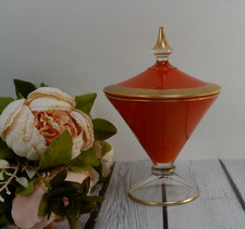 Vintage Rambler Rose Orange Glass Gold Footed Candy Dish Wlid Vintage Rambler Rose Orange Glass Gold Footed Candy Dish Wlid