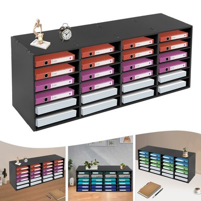 Modern 24-Slot Mail Organizer - Durable PVC Literature Sorter for Home & Office~