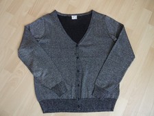Neu Damen Strickjacke Cardigan Gr 42 schwarz mit Lurex elegant