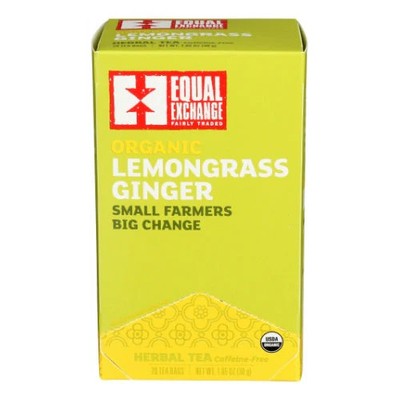 Organic Lemongrass Ginger Herbal Tea 20 Bags (Case of 6) By Equal Exchange