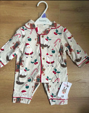 Nutmeg Christmas Santa Print Jersey Cotton One-Piece Babygrow 3-6 Months