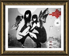 Kneeling Angels Drunken by Banksy | Framed canvas | Wall art print paint HD
