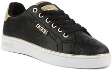 Guess Womens Beckie All Over Logo Trainers In Black Size UK 3 - 8
