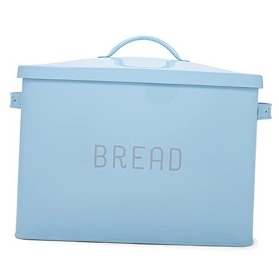 Nat & Jules Extra Large 15 x 10 Metal Farmhouse Bread Box - Holds Two Full Blue