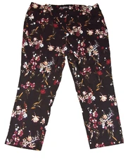Erica Taylor Pull-on Black Floral Stretch Rayon/Spandex Pants - 3X (26.5 inseam)