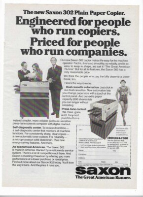 1979 Saxon 302 Paper Copier & Wausau Insurance Companies Vintage Print Ads