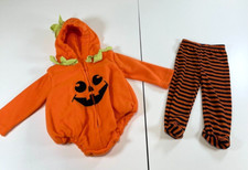 Baby Pumpkin Halloween Outfit Costume Striped Pants Black Orange Set