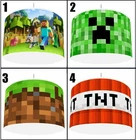 PIXELS MINECRAFT Ceiling Light shade  Lampshade 4 DESIGNS IN 2 SIZES 10" 12"