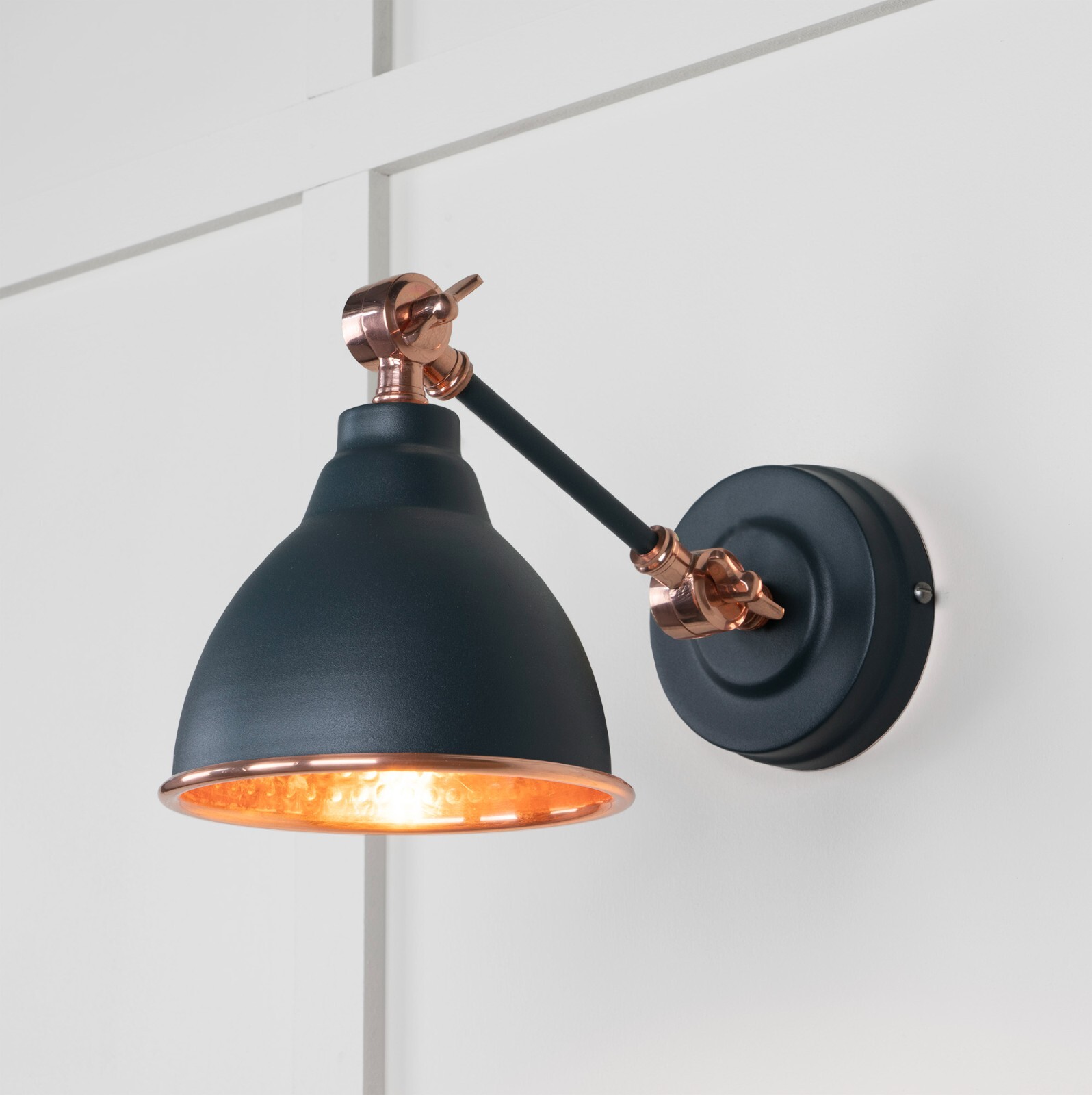 From The Anvil 49717SSO Hammered Copper Brindley Wall Light in Soot