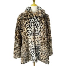 Portrait Leopard Print Coat Vintage Faux Fur Jacket Mobwife Statement Outerwear