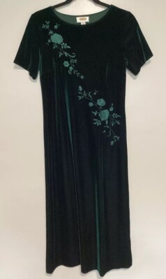 Talbots Velvet Dress women Maxi Petites Green Embroidered 90s Y2K Holiday Floral | eBay Talbots Velvet Dress women Maxi Petites Green Embroidered 90s Y2K Holiday Floral | eBay