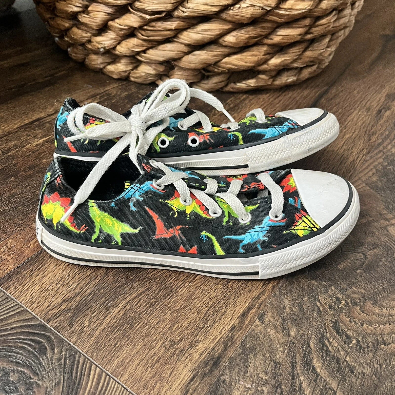 Scarpa sneaker Converse All Star Juniors bambino ragazzo ragazza dinosauro nero taglia 3