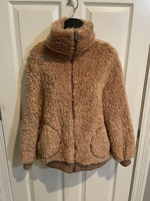 BB Dakota Faux Fur Bomber Jacket Camel Women's Size L Coat