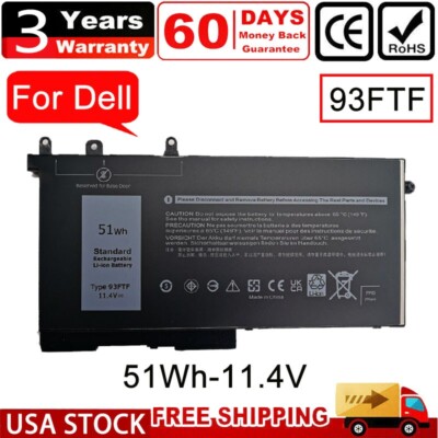 93FTF Battery For Dell Latitude 12 5280 5288 5480 5580 5590 5490 5290 5488 51WH