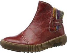 BNIB Josef Seibel Ladies Maren 07 Leather Ankle Boots, Red Hibiscus, UK3 / EU36