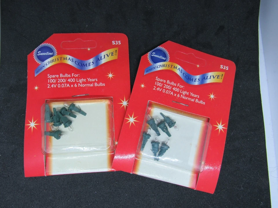 Snowtime Xmas bulbs 2.4v 0.07a clear micro bulbs ( S35) 2 cards of 6 bulbs