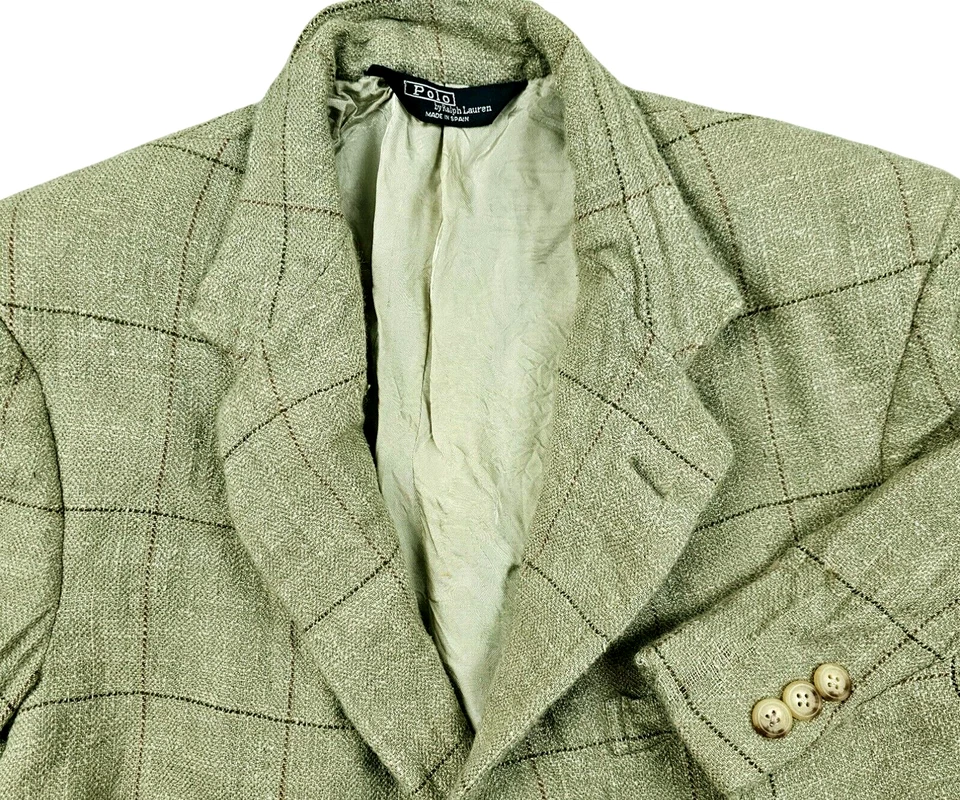 *LO ÚLTIMO BLAZER POLO RALPH LAUREN FORRO LANA A CUADROS SEDA BEIGE Chaqueta 42L S de Colección Para Hombre Foto 3 de 4