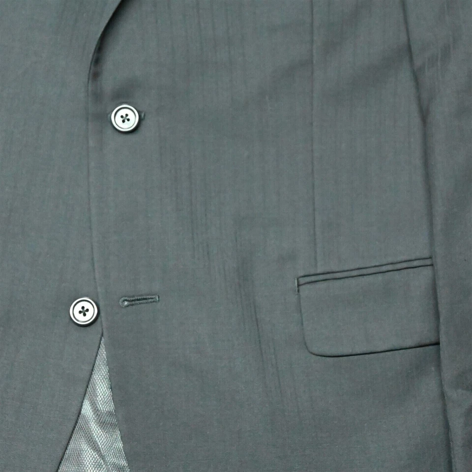 Alfani 42R 38x30 Black Stripe 100% Wool Mens Jacket Pants Suit - Image 3 of 4