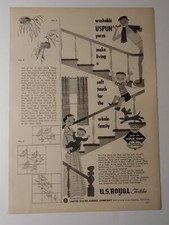 US Royal Textiles Uspun Yarns Vintage 1950s Print Ad