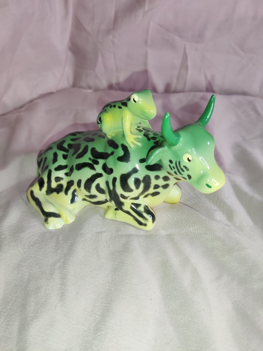 カウパレード　2002年 Cow Parade 2002 Mother Frog Green Ceramic Cow #9207