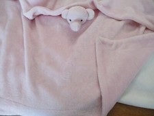 big Lovey Security Blanket embossed baby girl heart elephant 28x28"