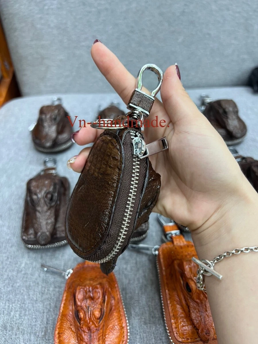 Genuine Crocodile Car Key Holder Wallet- Men Zipper Keychain Bag -Very  Unique