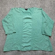 Citron Santa Monica 100% Silk Floral 3/4 Sleeve Top Womens Size Large