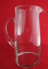 Vintage Hand Blown Clear Glass Pitcher Paneled Design