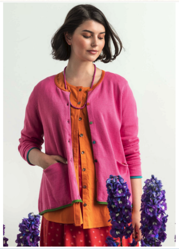 BNWT Gudrun Sjoden Size XXL UK 22 Peony Pink Cardigan in Recycled Cotton