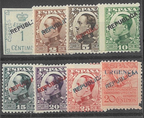 Spain 1931 Madrid Issue Set/8 Stamps Ovpt Republica Scott 449/55 MLH 24-18