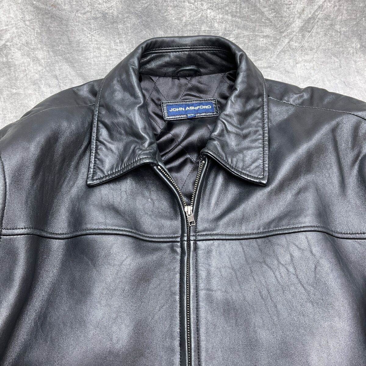 John Ashford Jacket Mens 2XLarge Black Leather Zip Lined John Ashford Jacket Mens 2XLarge Black Leather Zip Lined