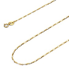 Wellingsale 14k Yellow Gold Solid 1.3mm 1+1 Chain Necklace