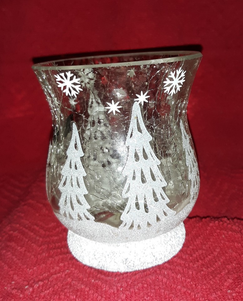 Yankee Candle Jackson Frost Crackled Glass Votive Candle Holder