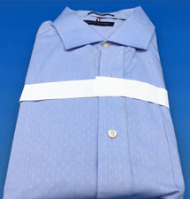 TOMMY HILFIGER Men's Dress Shirt XL 17-17.5 34/35 96 Cotton Blue Long Sleeve