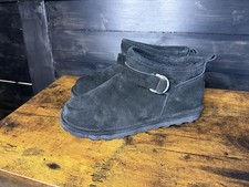 BEARPAW® Suede Petite Micro Boot with NeverWet Women's Size 10 Black Preowned