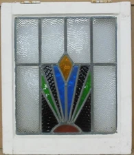 PRETTY ABSTRACT OLD ENGLISH LEADED STAINED GLASS WINDOW 16.75" X 19.5"
