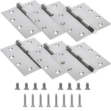 6-Pack 4.5 inch X 4.5 inch Heavy Duty Commercial Door Hinge Thickened, with S...
