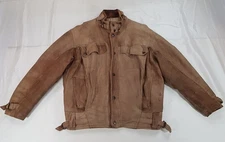 MENS BROWN GENUINE LEATHER BIKER JACKET COAT SIZE MEDIUM UK40 VINTAGE **READ**