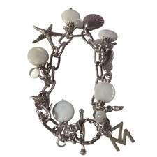 Sterling Silver Charm Bracelet With Beach Cha...