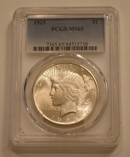 1925 P Peace SILVER Dollar PCGS MS 65 sparkling Frosty GEM BU