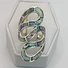 STUNNING .925 Vintage Sterling Silver Estate Ring Size 5.75 Multicolor stone